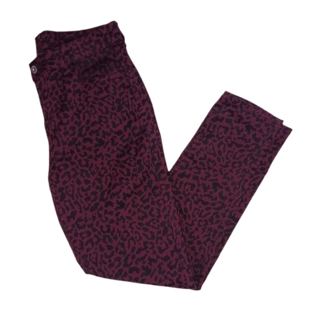 Arizona Womens Size 9 Jeans Jegging Burgundy Cheetah Print Skinny